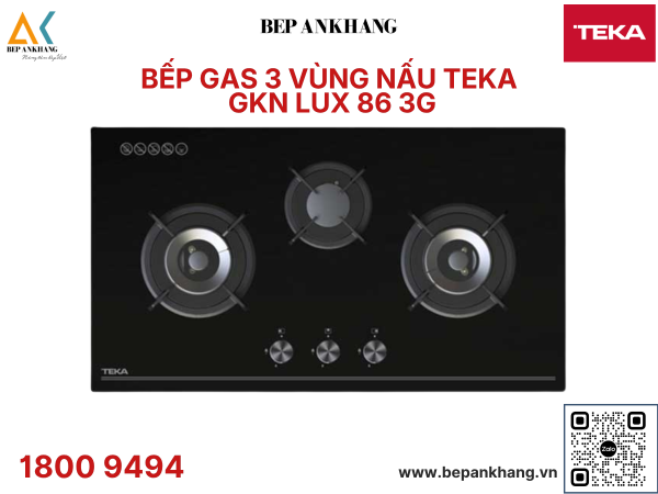Bếp gas 3 vùng nấu Teka GKN LUX 86 3G - Made In Indonesia